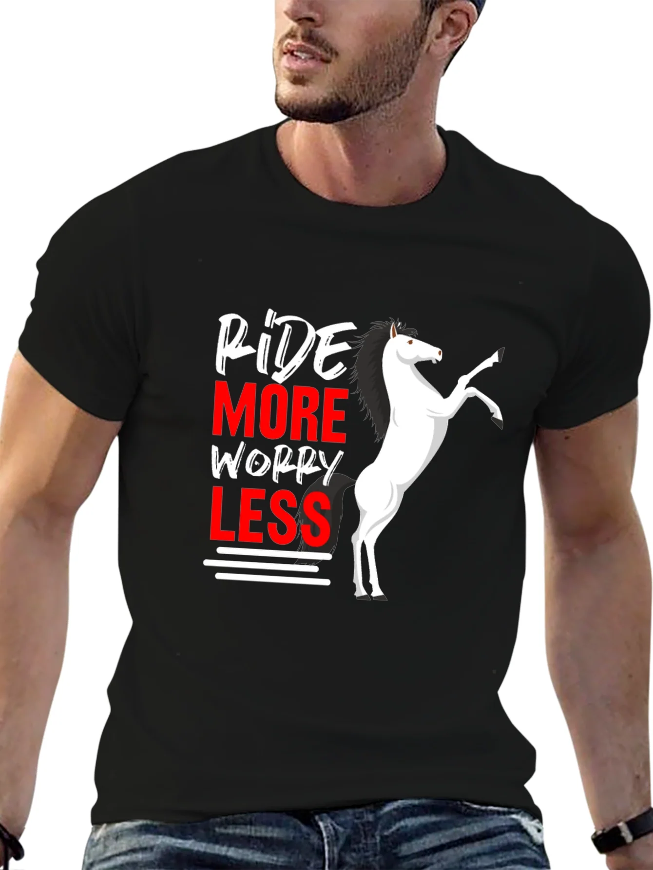 Ride More Worry Less Horse Graphic T-Shirt