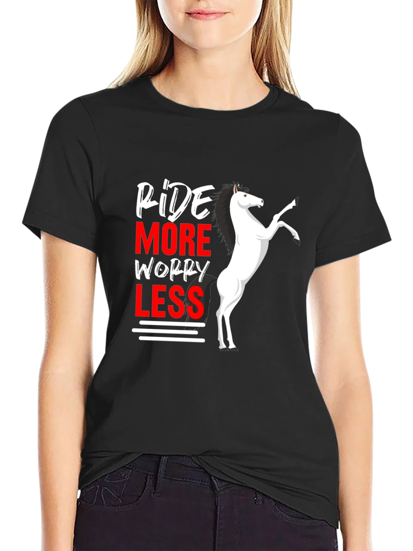 Ride More Worry Less Horse Graphic T-Shirt
