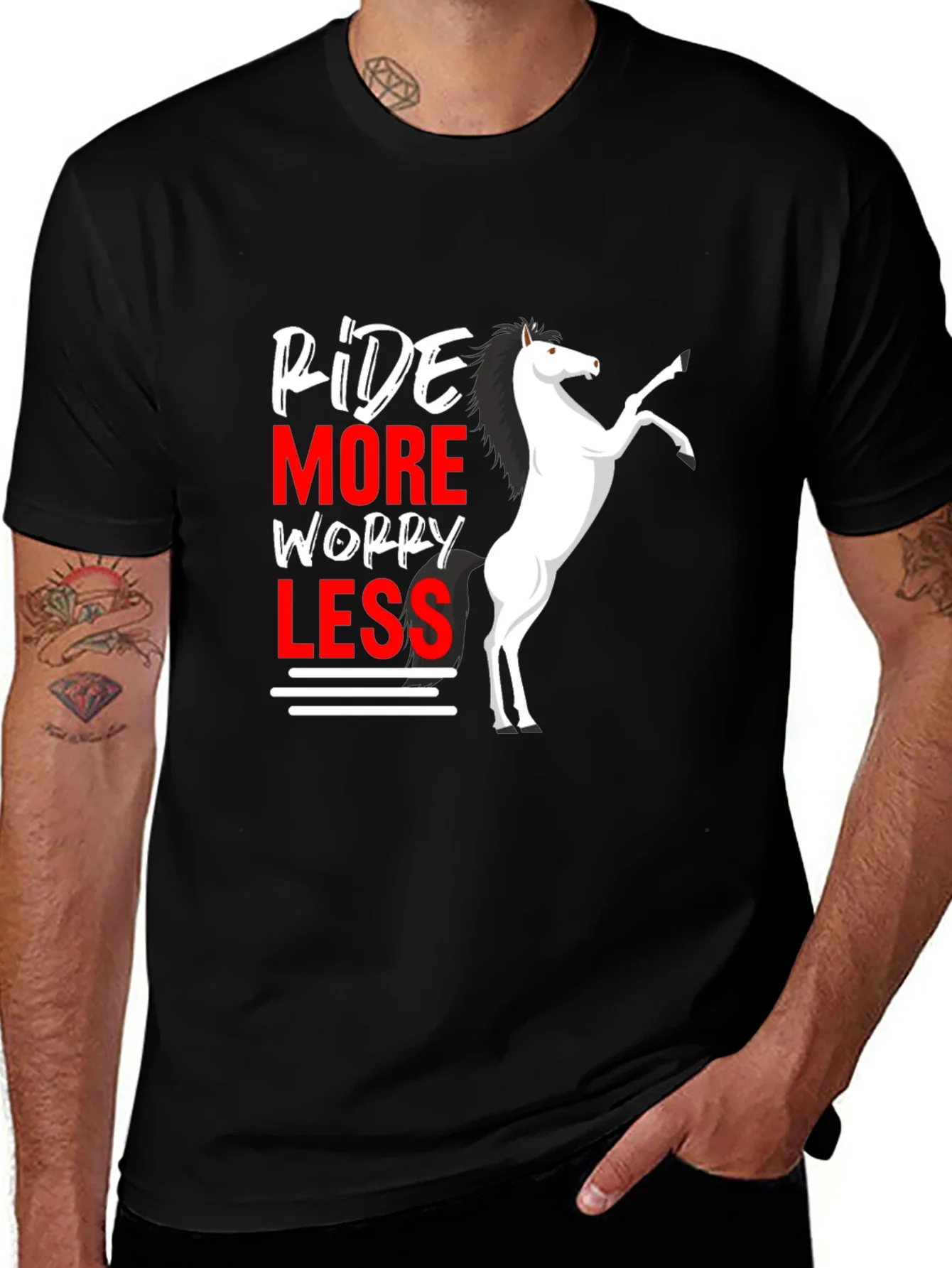 Ride More Worry Less Horse Graphic T-Shirt