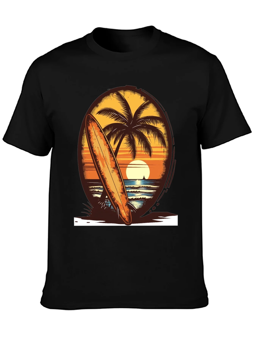 Sunset Surfboard Tee - Beach Vibes