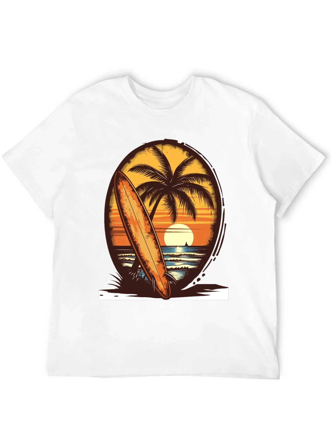 Sunset Surfboard Tee - Beach Vibes