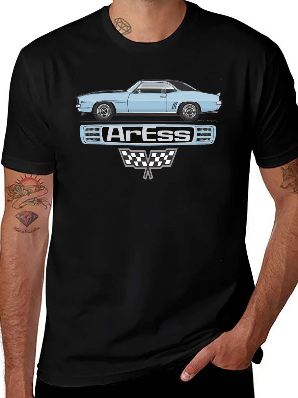 Classic Car Graphic Tee - ArEss Design Black T-Shirt