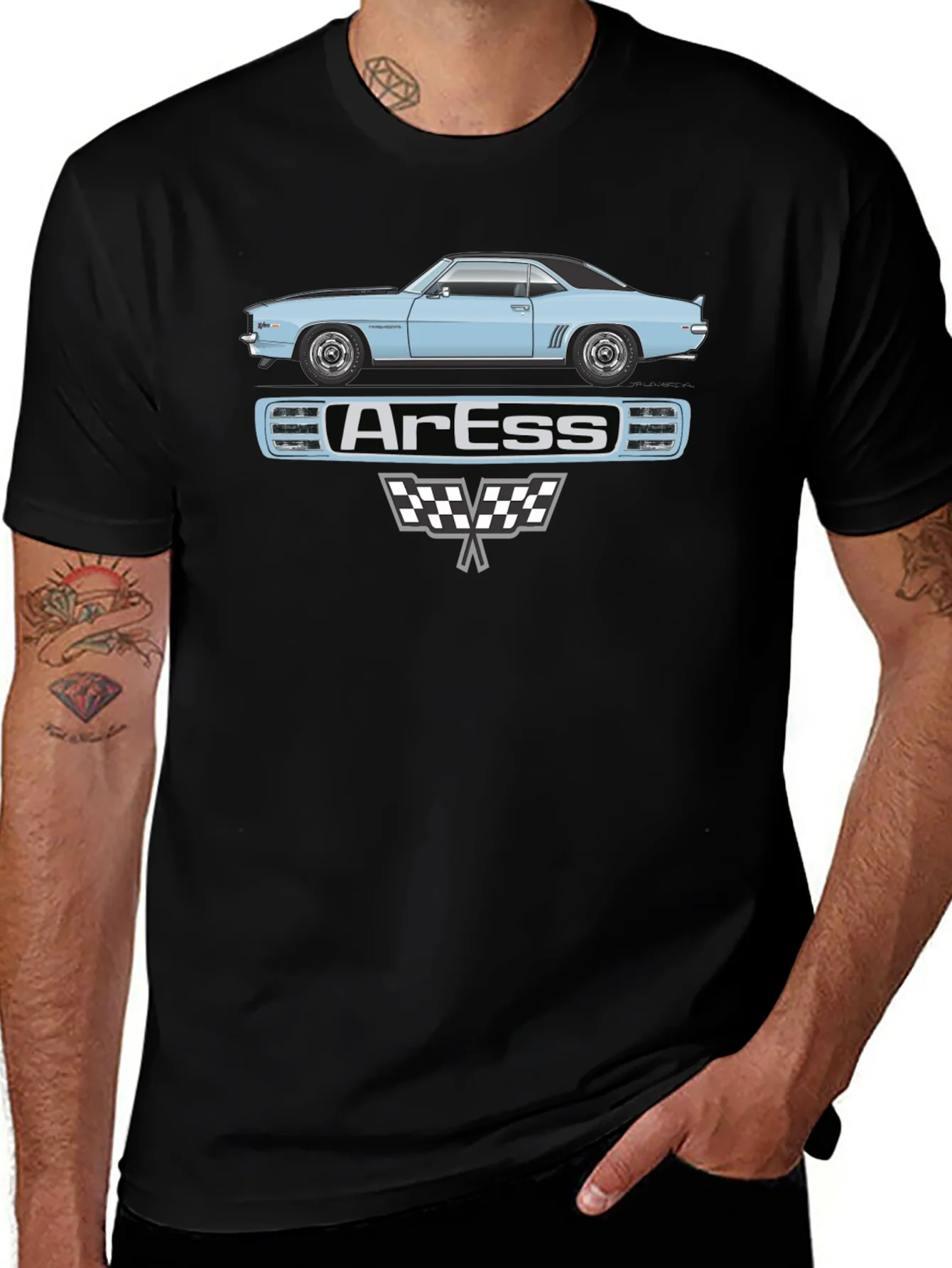Classic Car Graphic Tee - ArEss Design Black T-Shirt