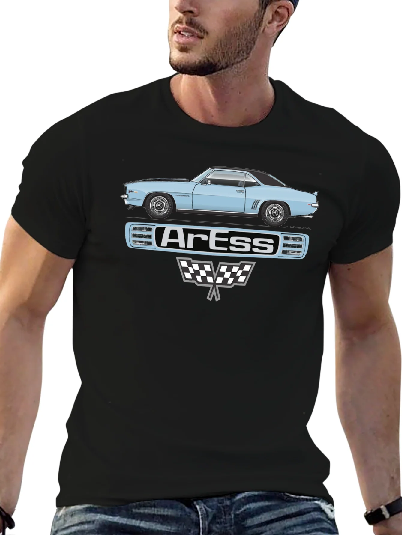 Classic Car Graphic Tee - ArEss Design Black T-Shirt