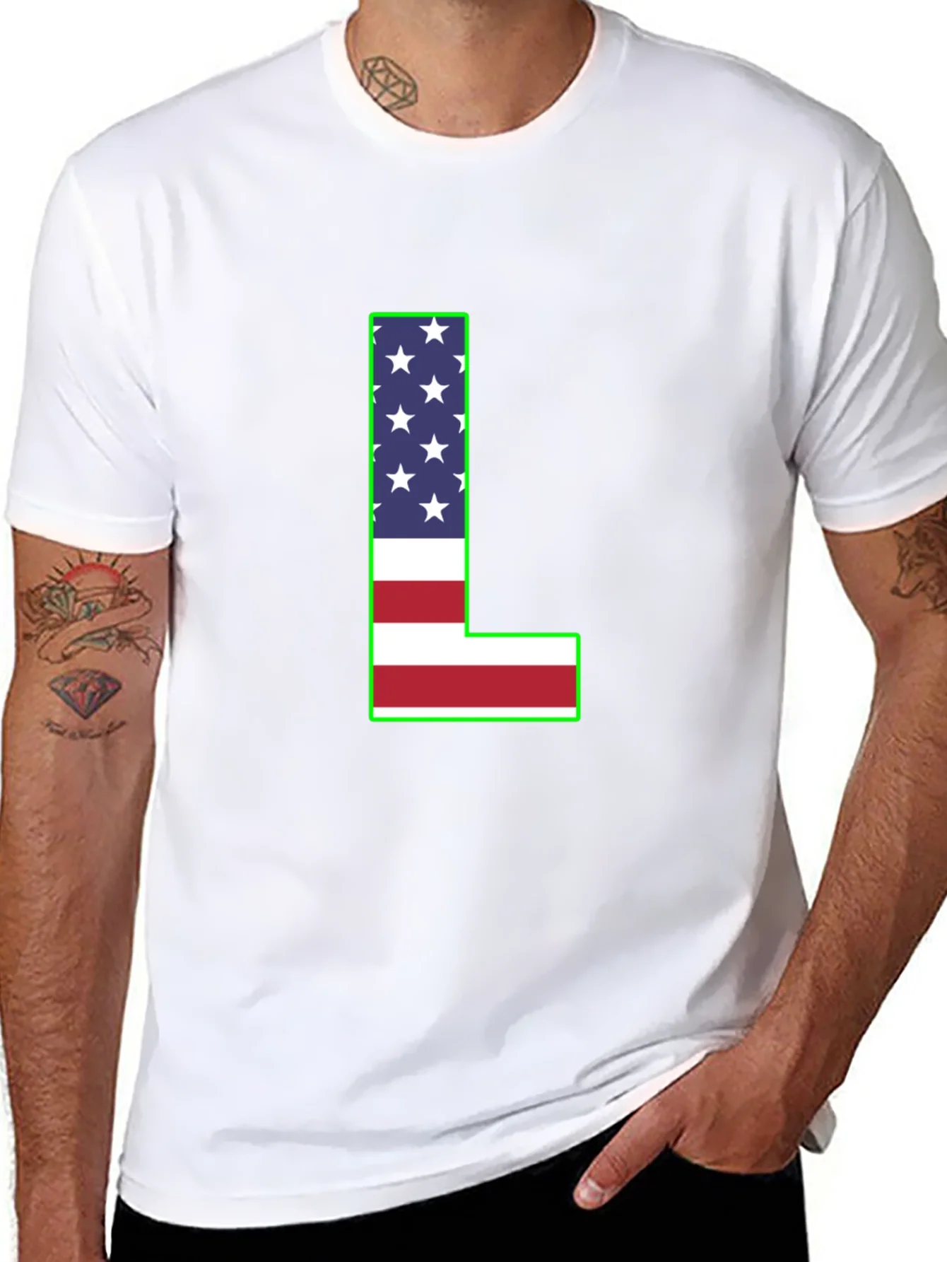 USA Flag Letter L T-Shirt