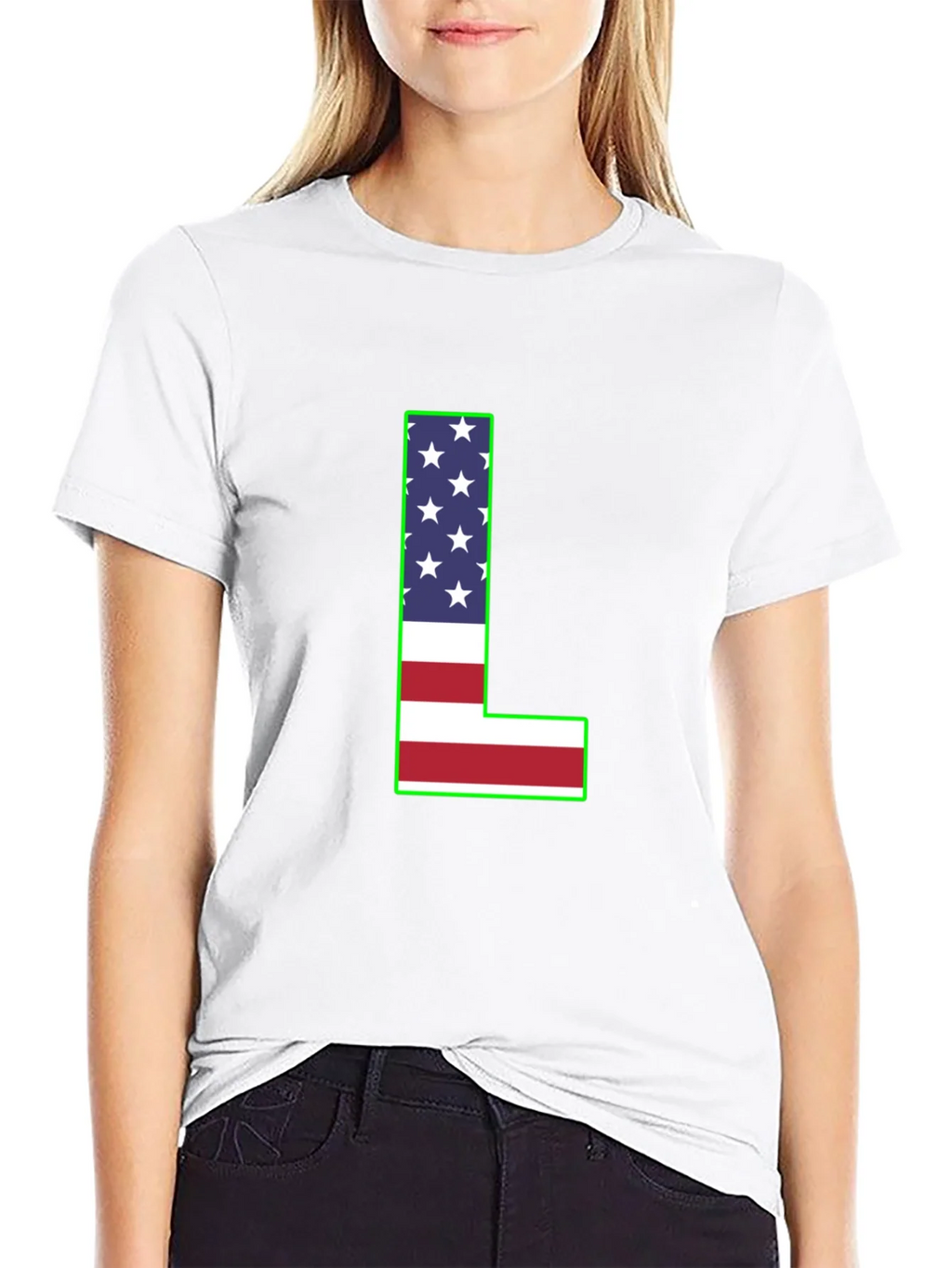 USA Flag Letter L T-Shirt