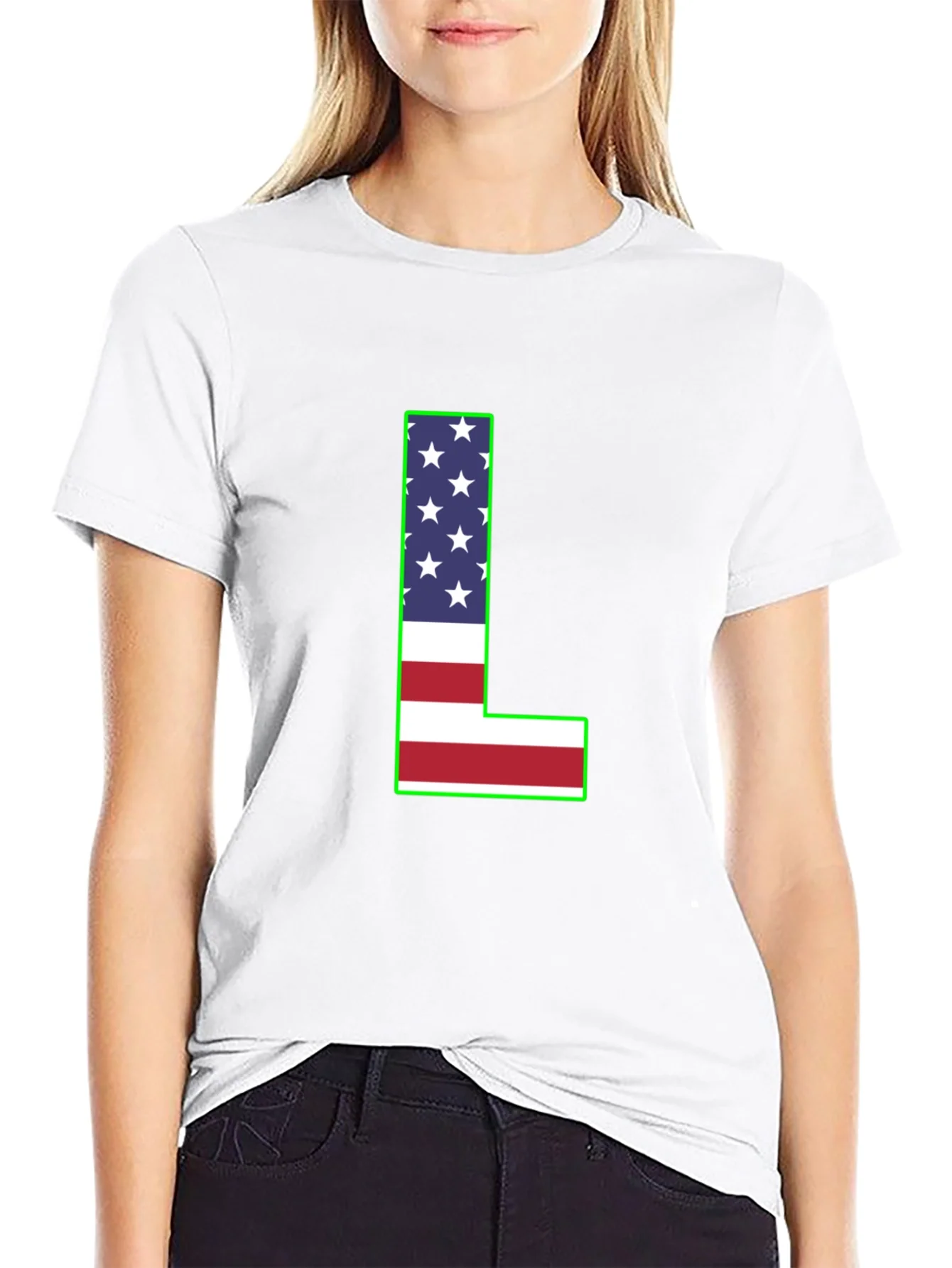 USA Flag Letter L T-Shirt