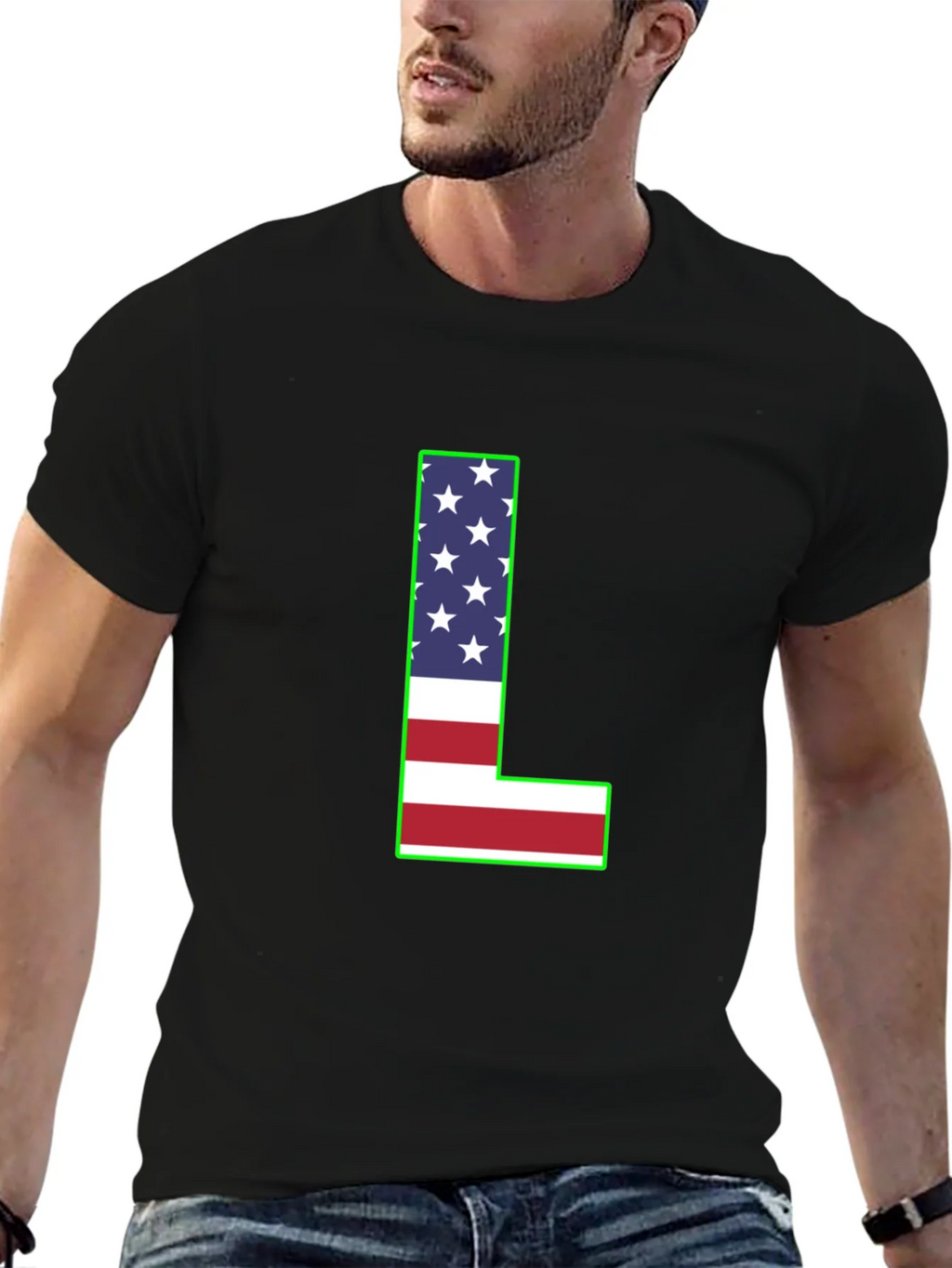 USA Flag Letter L T-Shirt