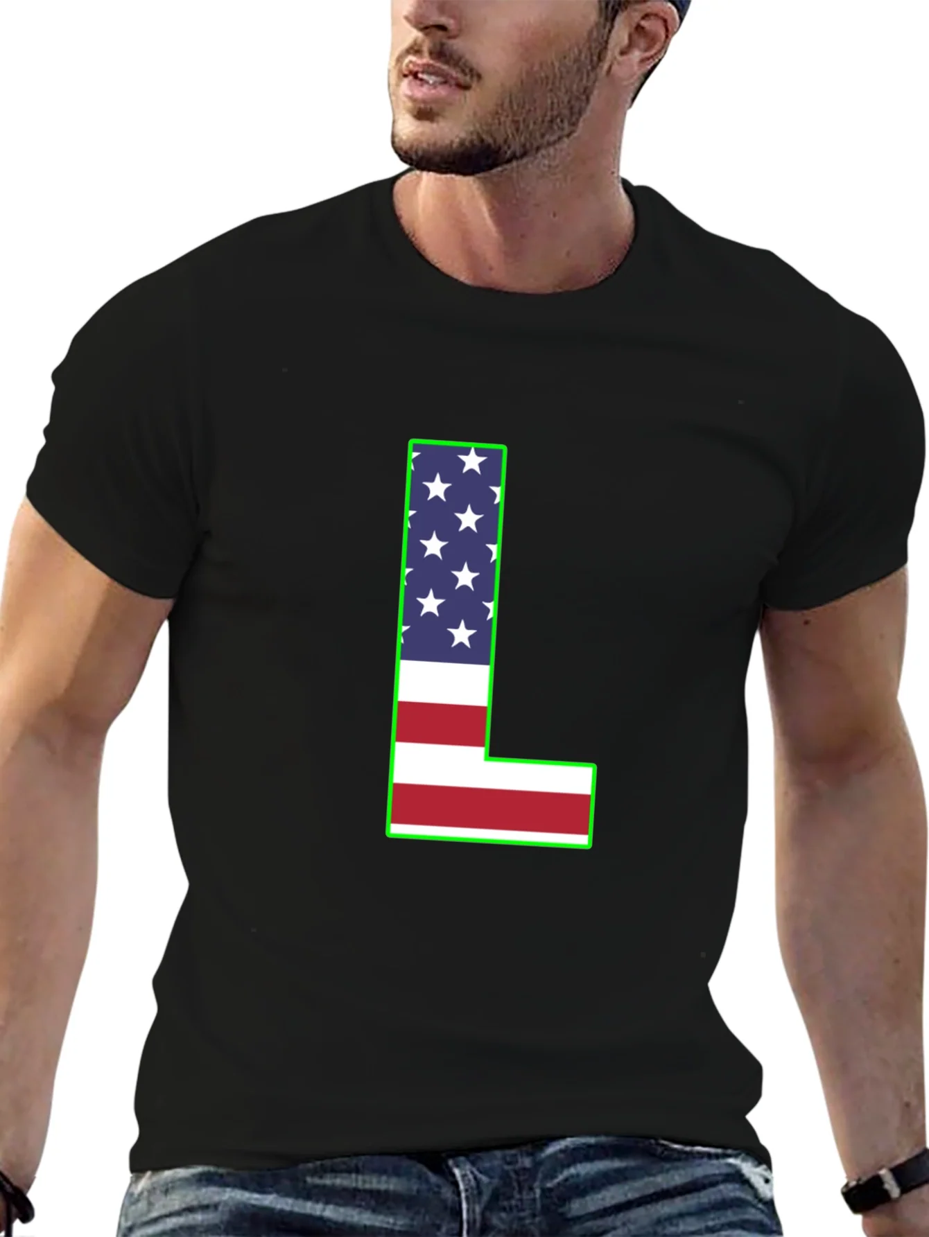 USA Flag Letter L T-Shirt