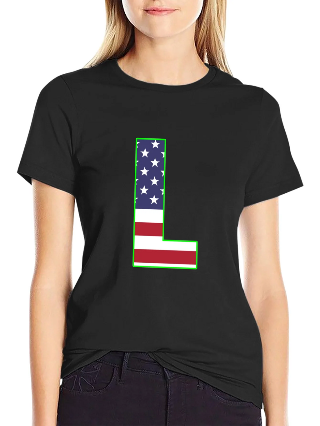 USA Flag Letter L T-Shirt