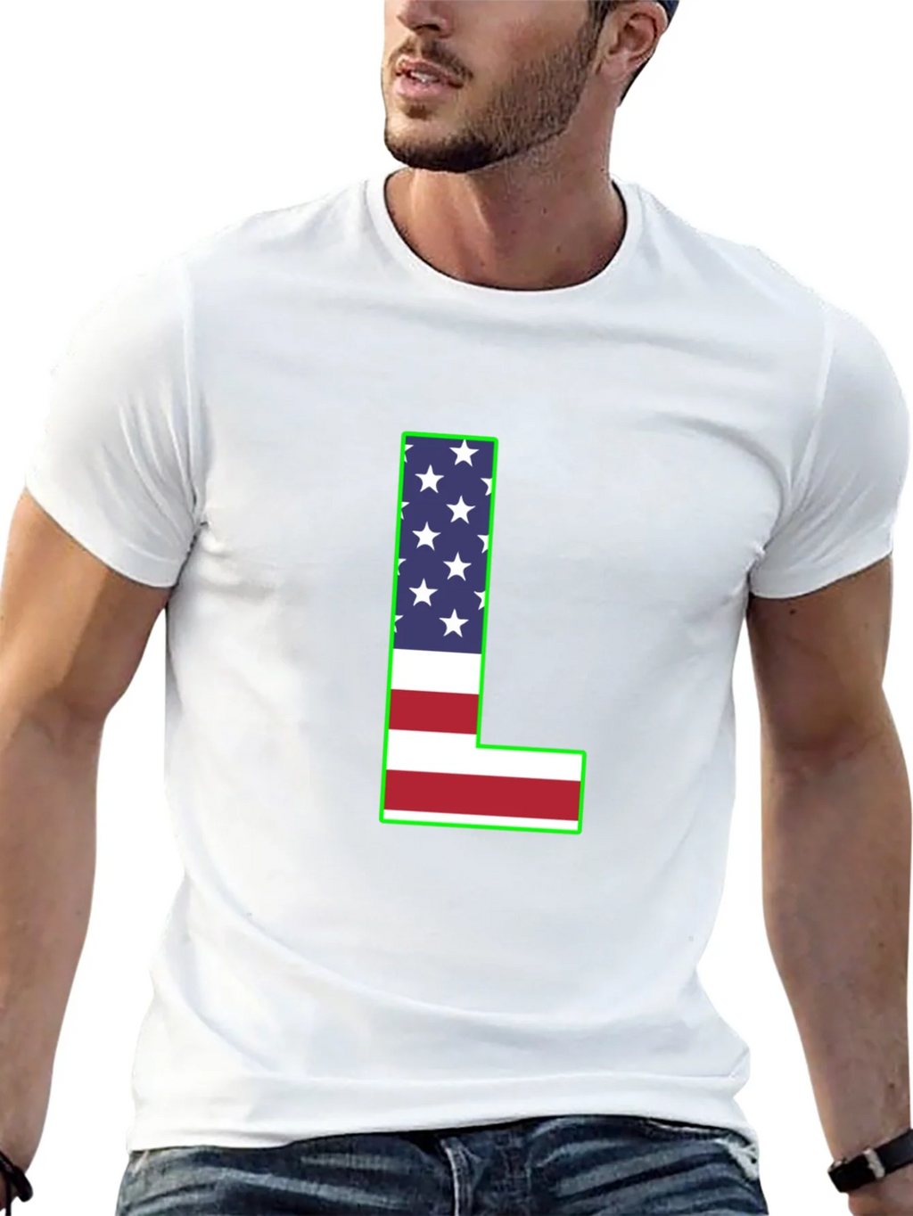 USA Flag Letter L T-Shirt