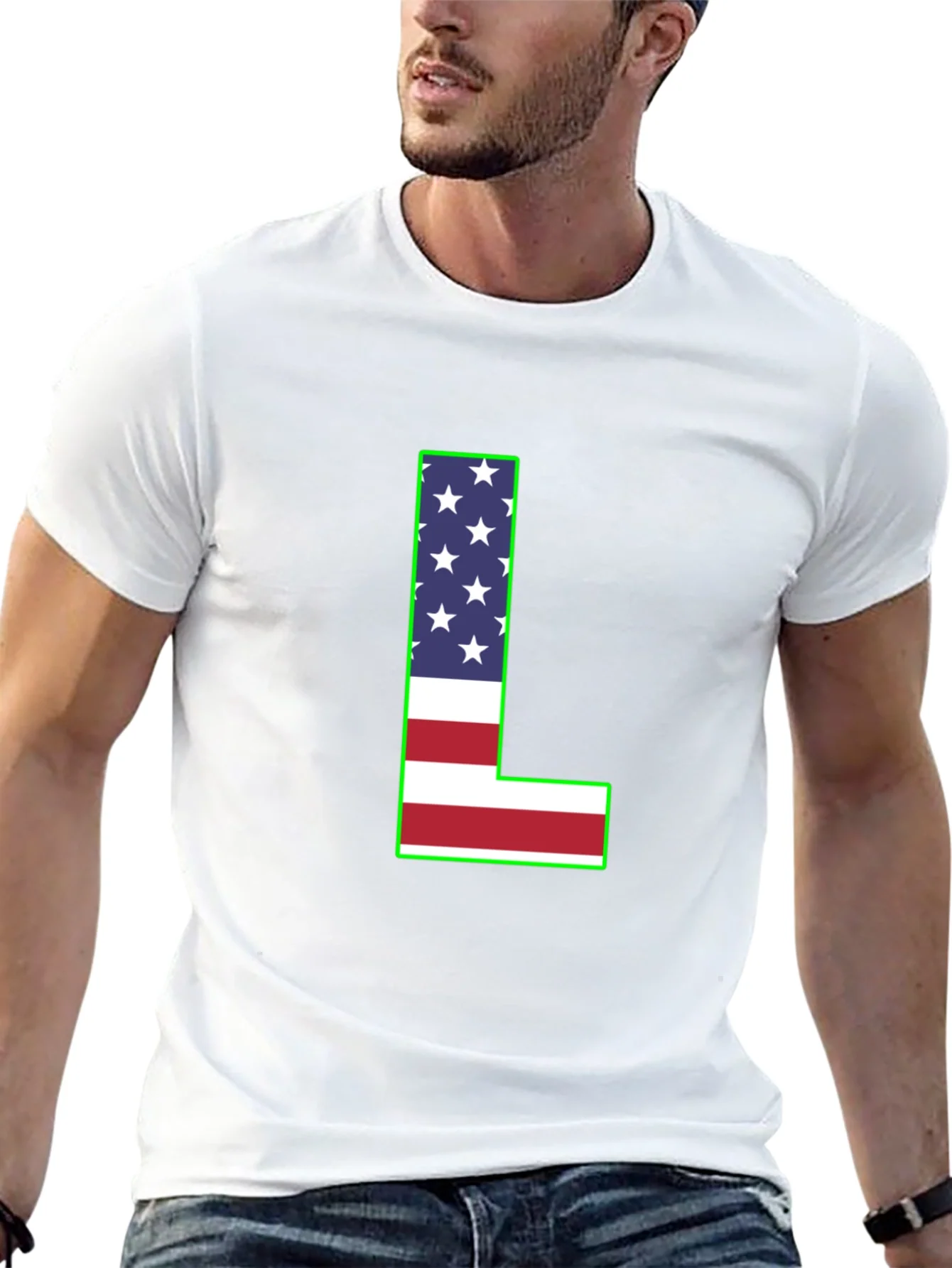 USA Flag Letter L T-Shirt