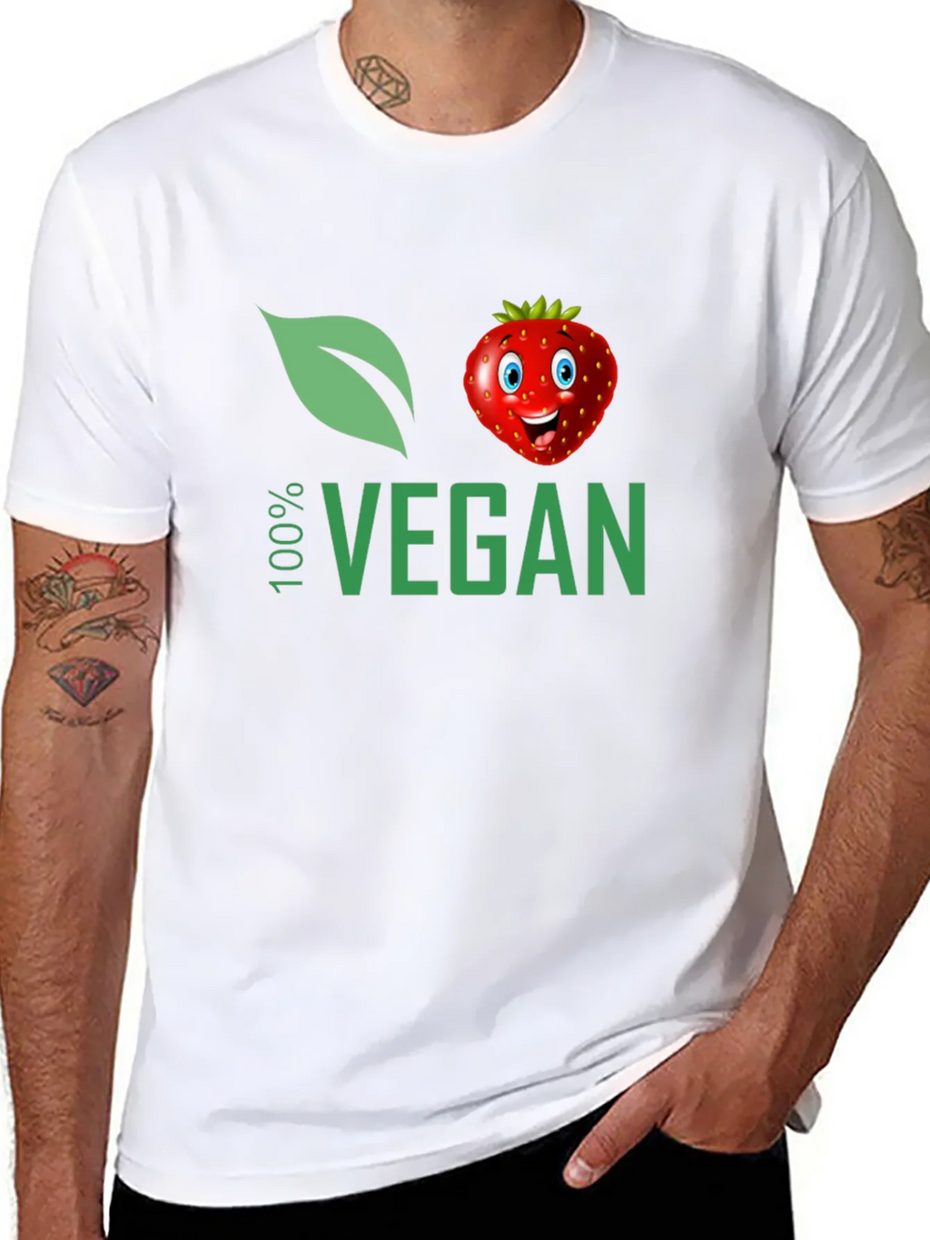 100% Vegan T-Shirt with Strawberry Design