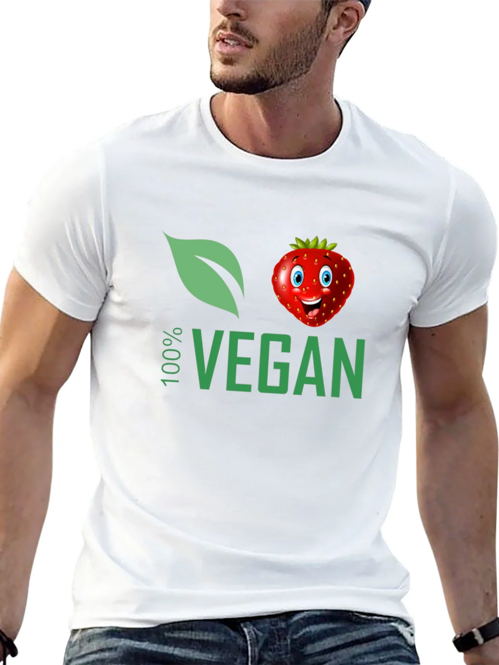 100% Vegan T-Shirt with Strawberry Design