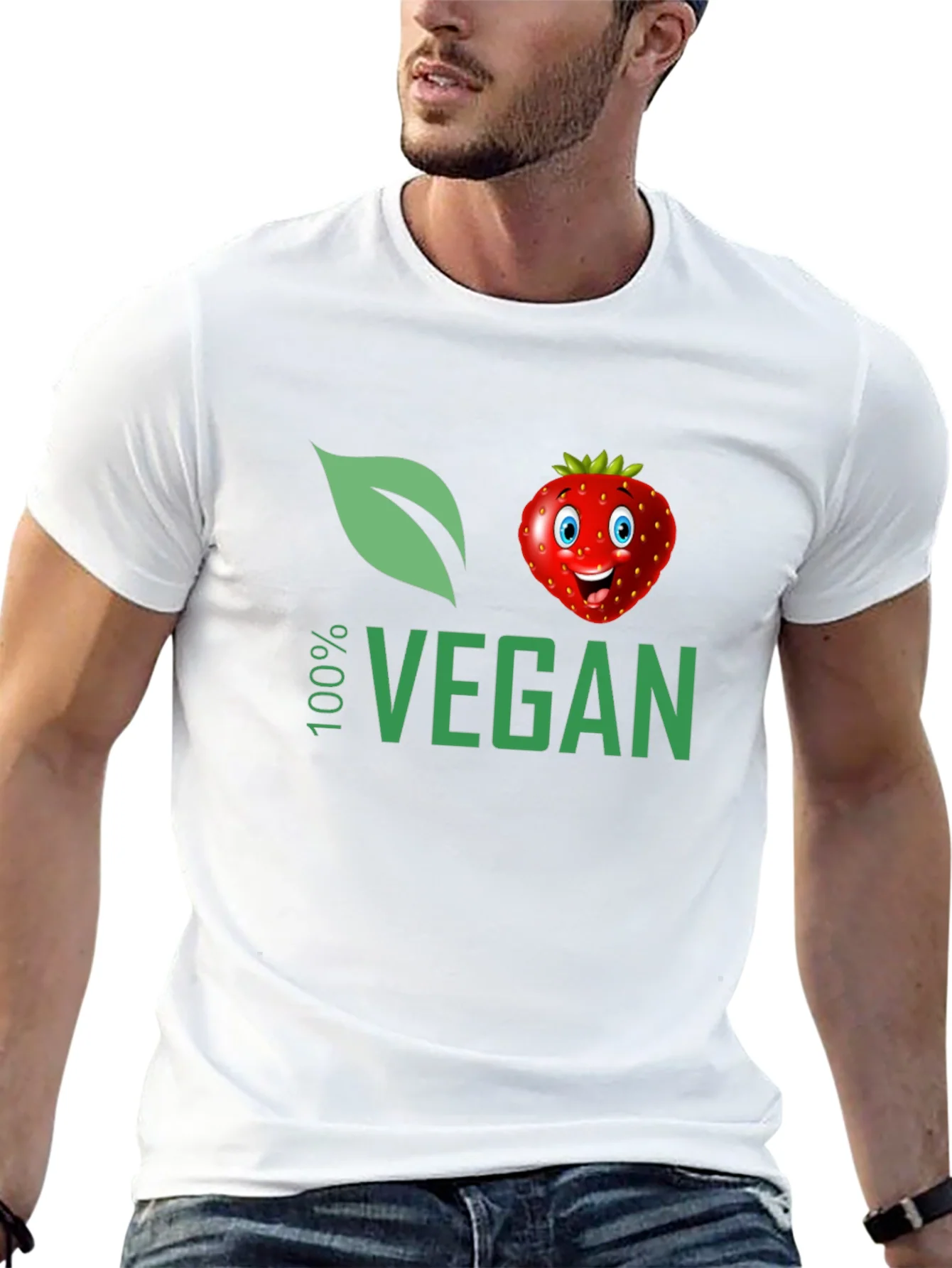 100% Vegan T-Shirt with Strawberry Design