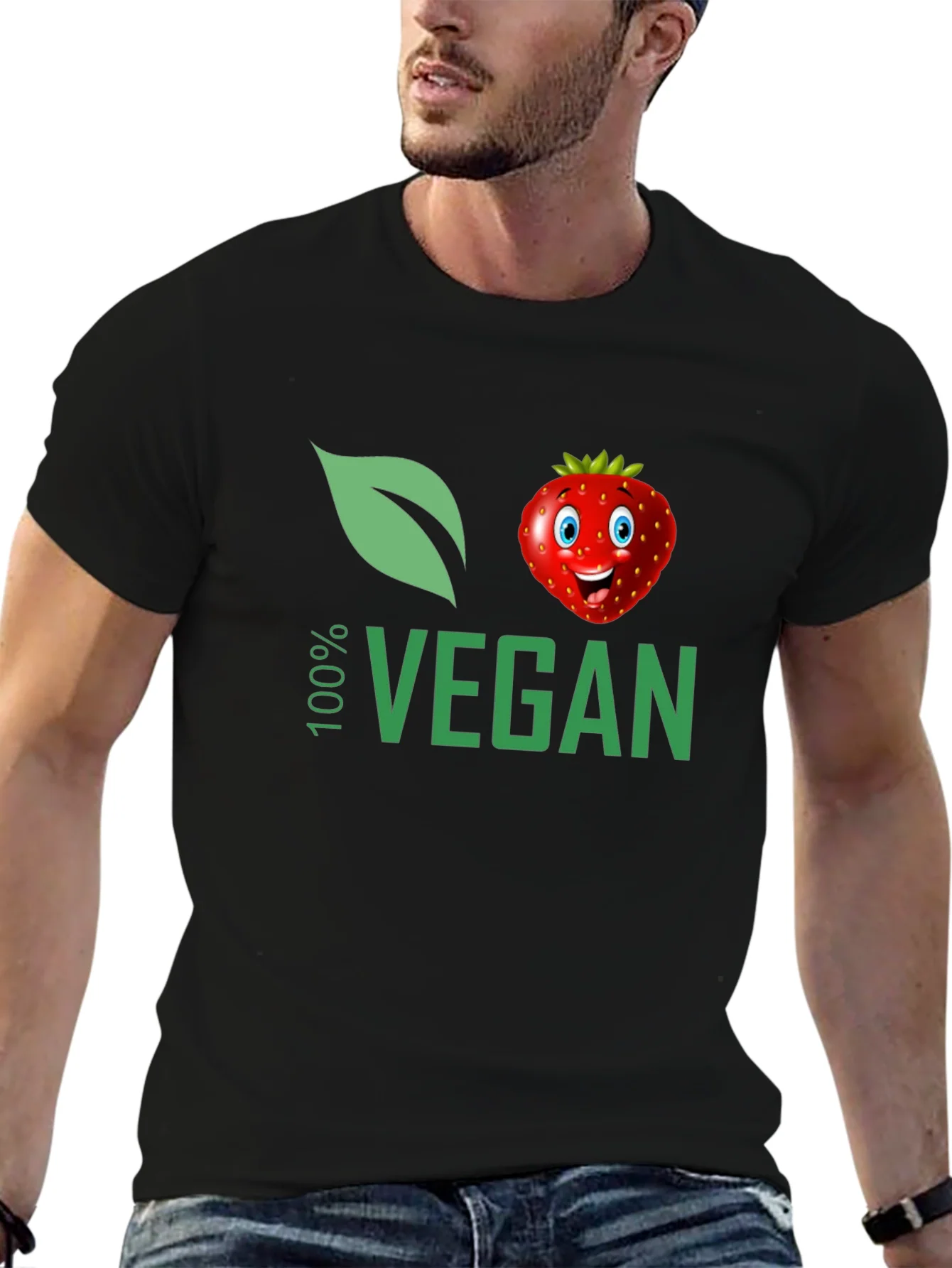100% Vegan T-Shirt with Strawberry Design