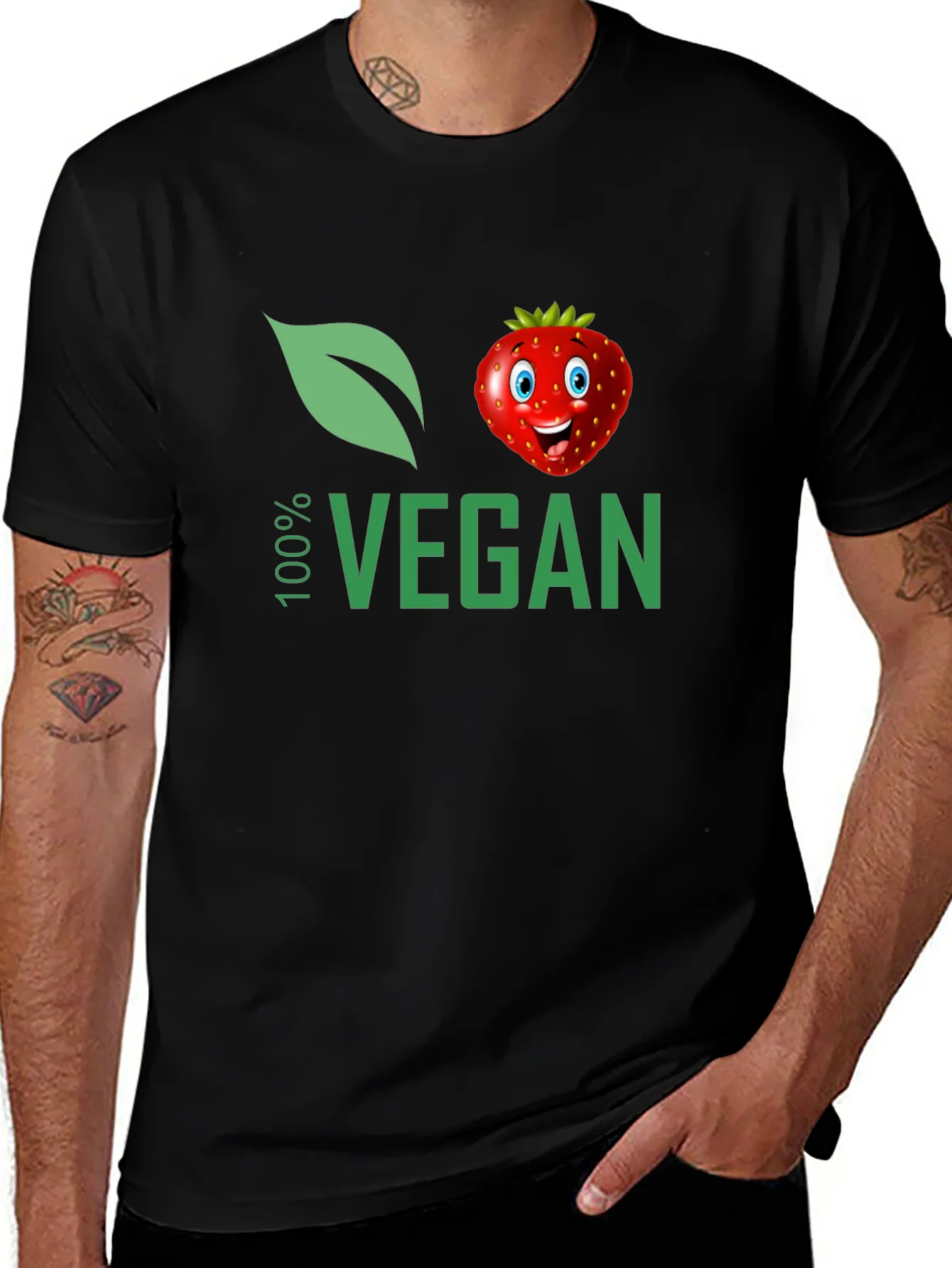 100% Vegan T-Shirt with Strawberry Design