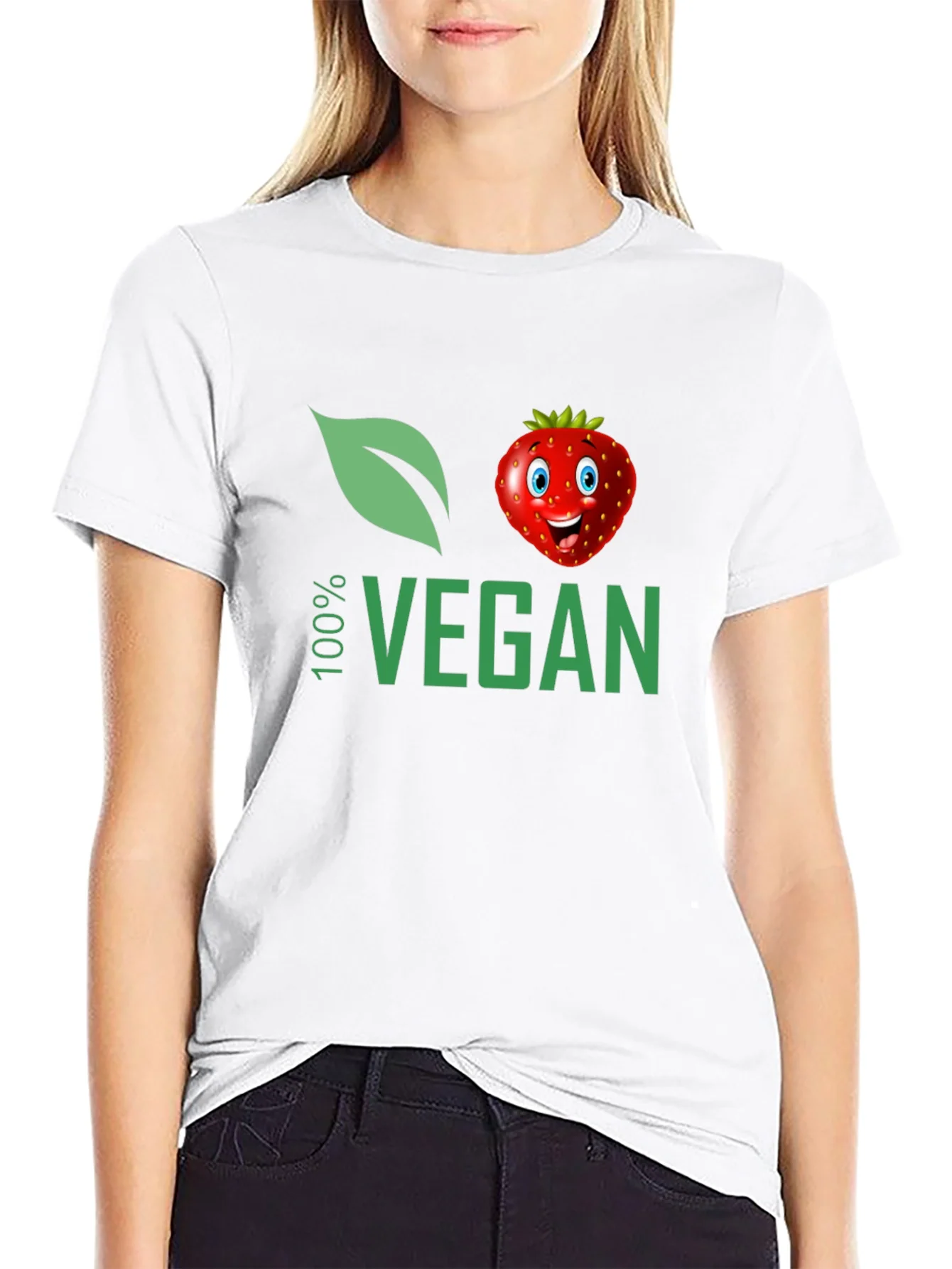 100% Vegan T-Shirt with Strawberry Design