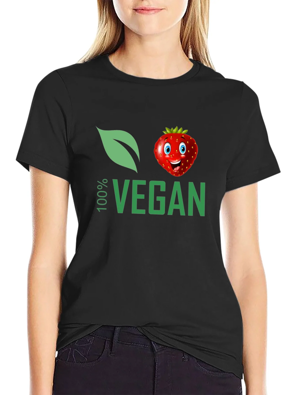 100% Vegan T-Shirt with Strawberry Design