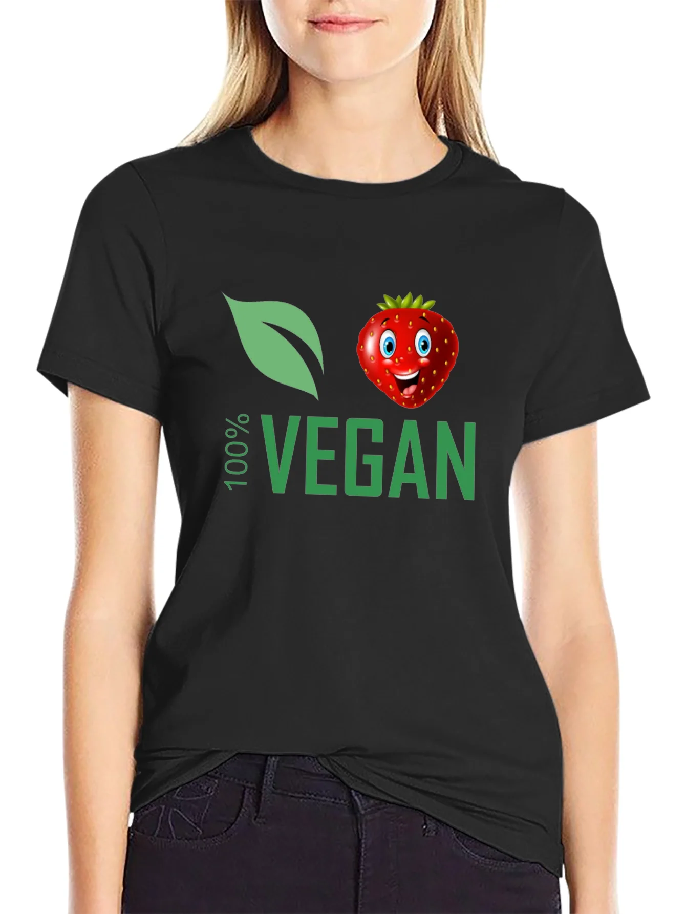 100% Vegan T-Shirt with Strawberry Design