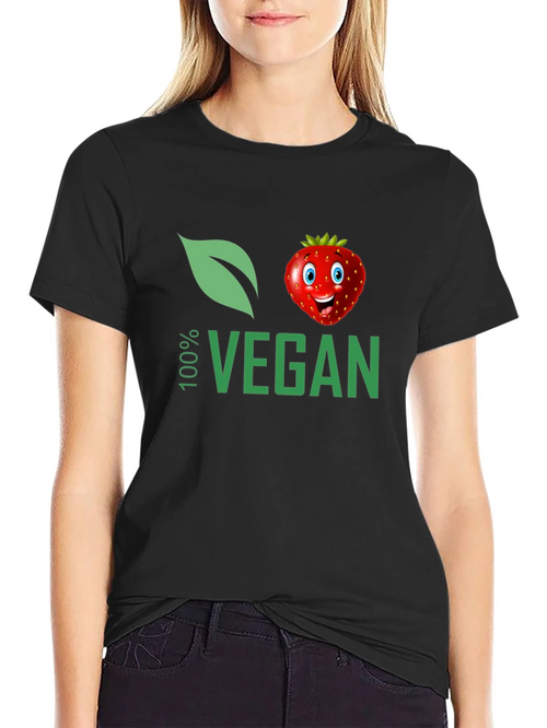 100% Vegan T-Shirt with Strawberry Design