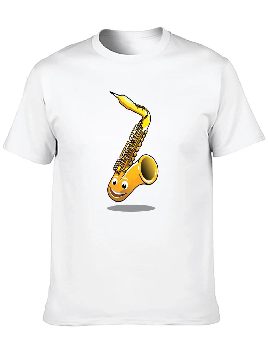 Fun Cartoon Saxophone Graphic Black T-Shirt