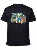 Camping Cat Banjo Graphic T-Shirt