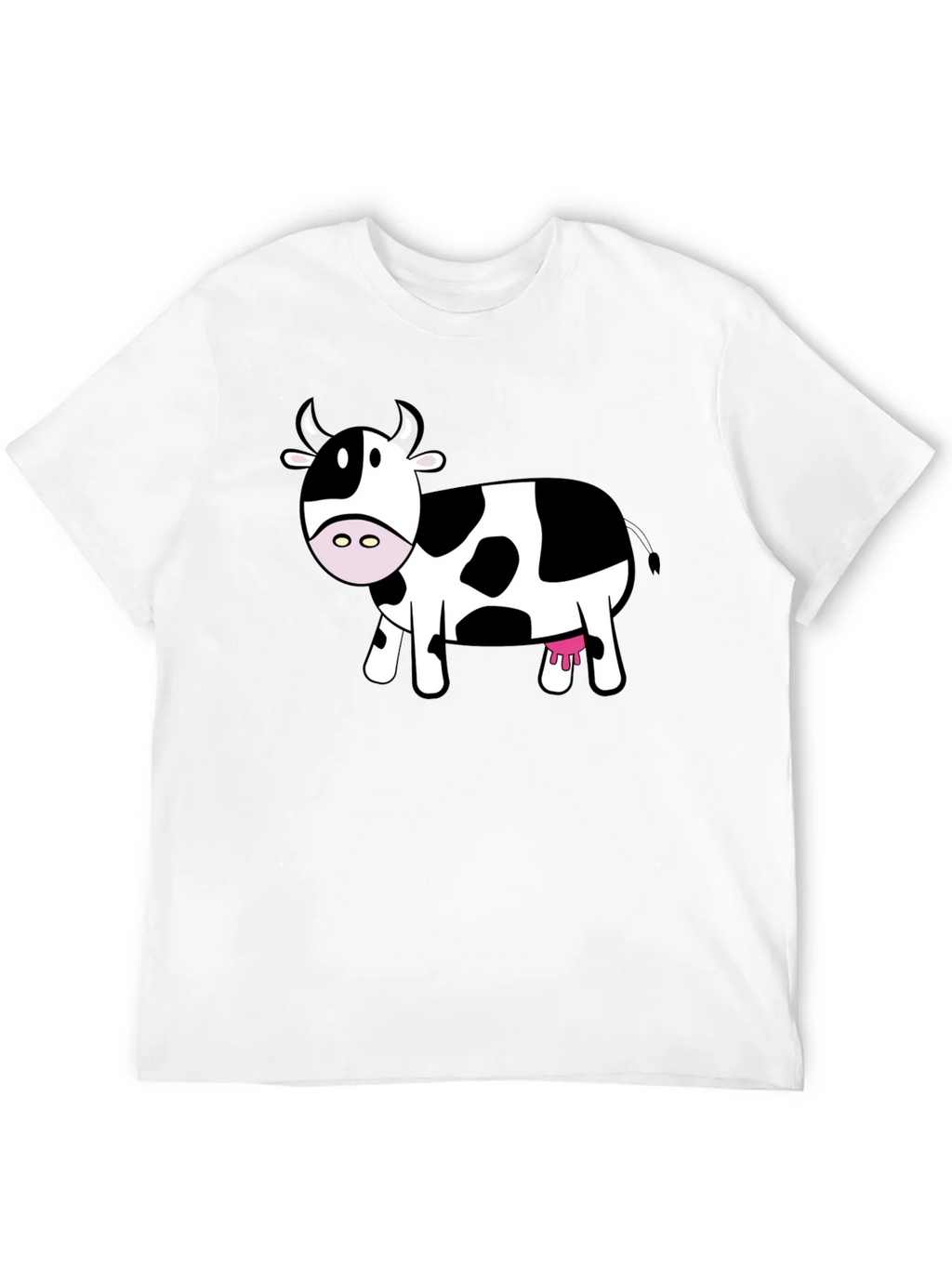 Cute Cow Graphic Tee - Black Cotton T-Shirt