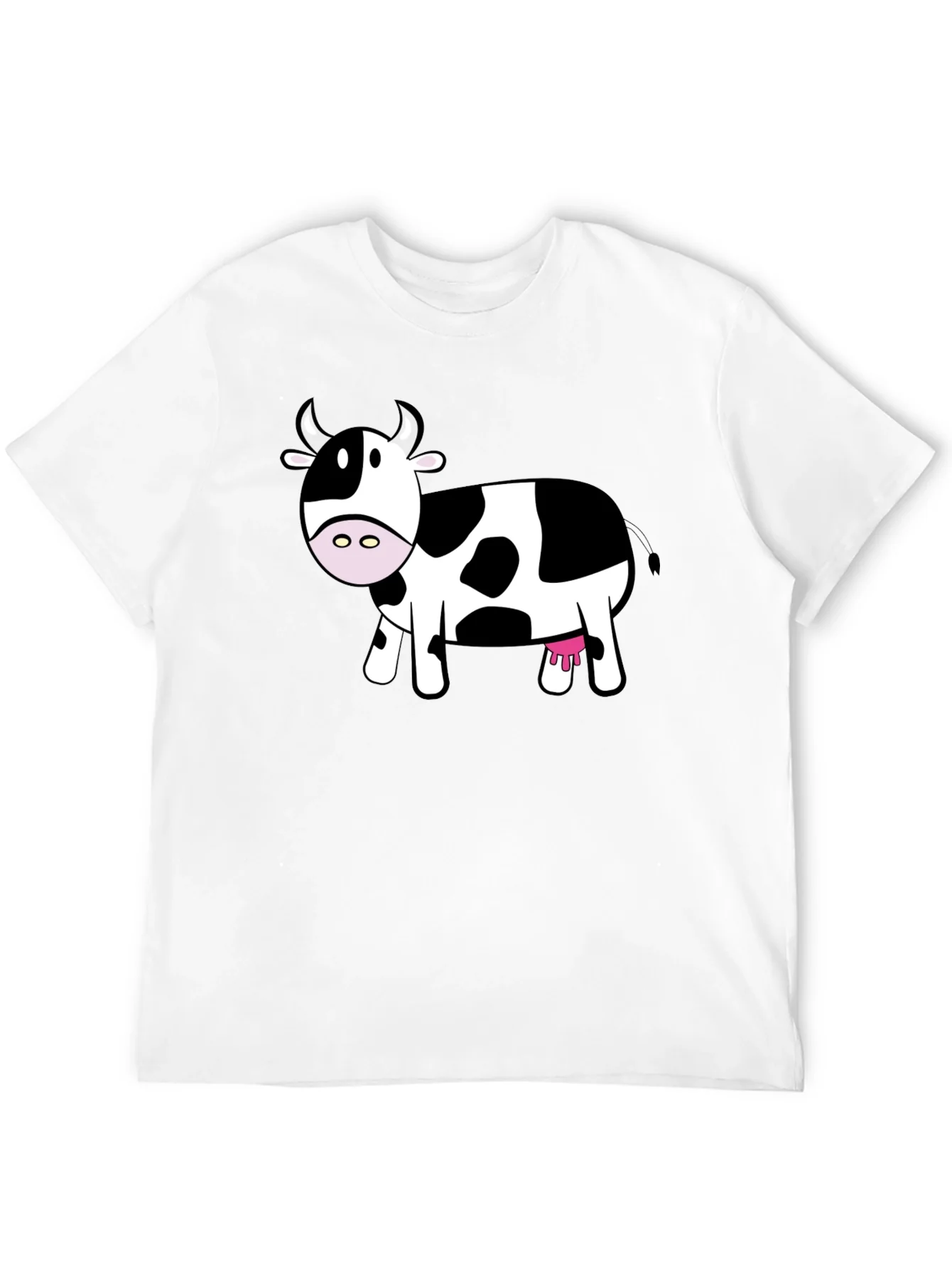 Cute Cow Graphic Tee - Black Cotton T-Shirt