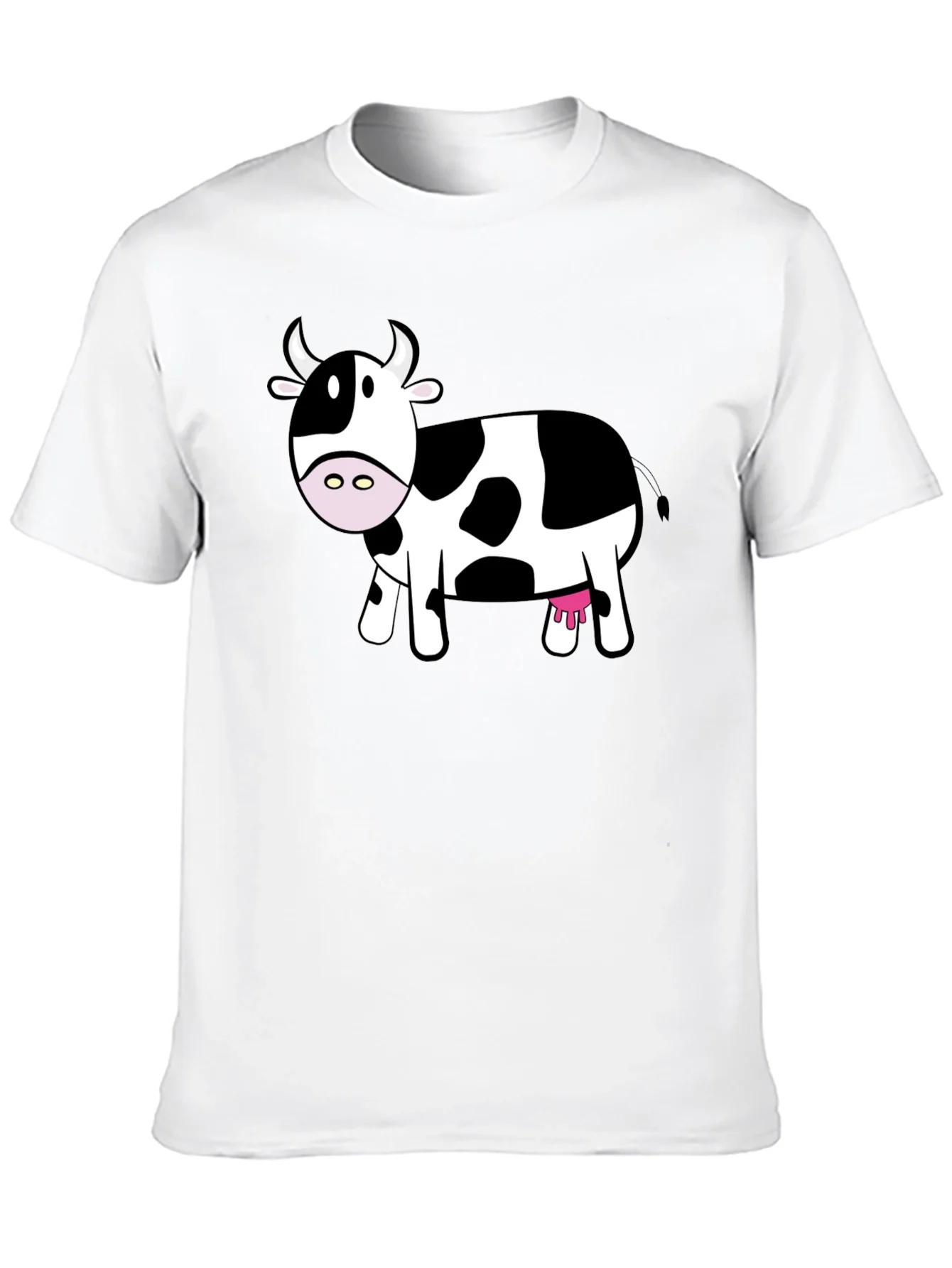 Cute Cow Graphic Tee - Black Cotton T-Shirt