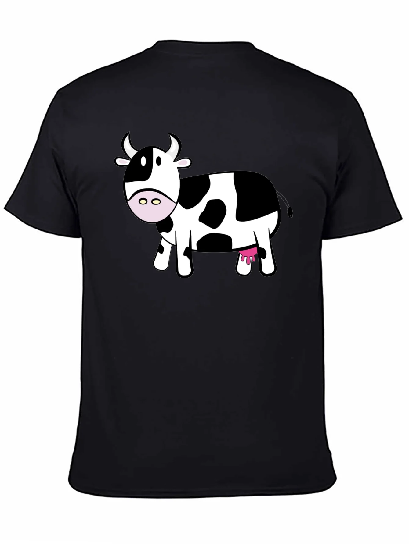 Cute Cow Graphic Tee - Black Cotton T-Shirt