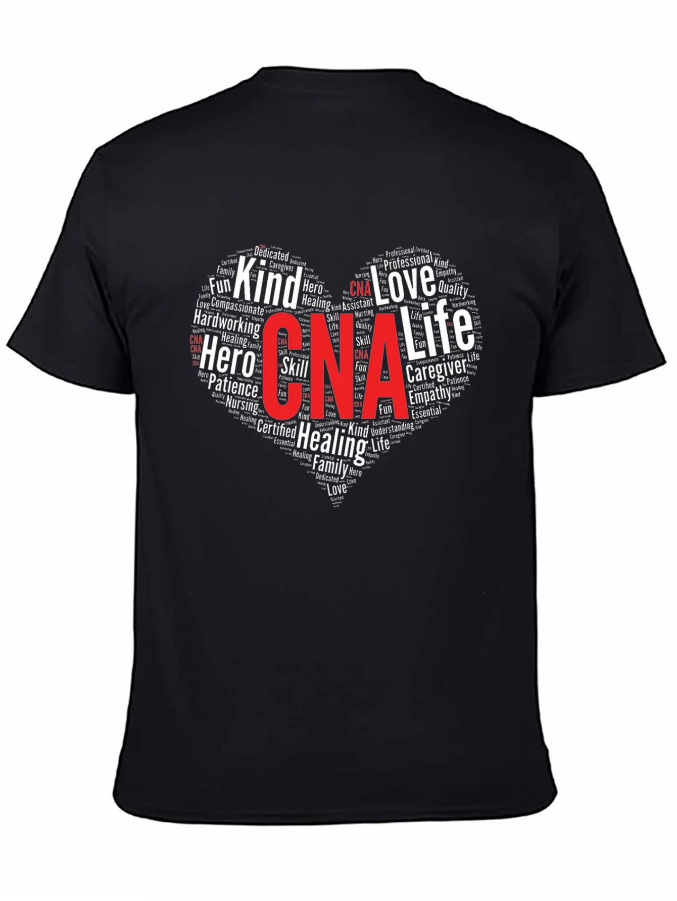 CNA Heart Word Cloud T-Shirt - Certified Nursing Assistant
