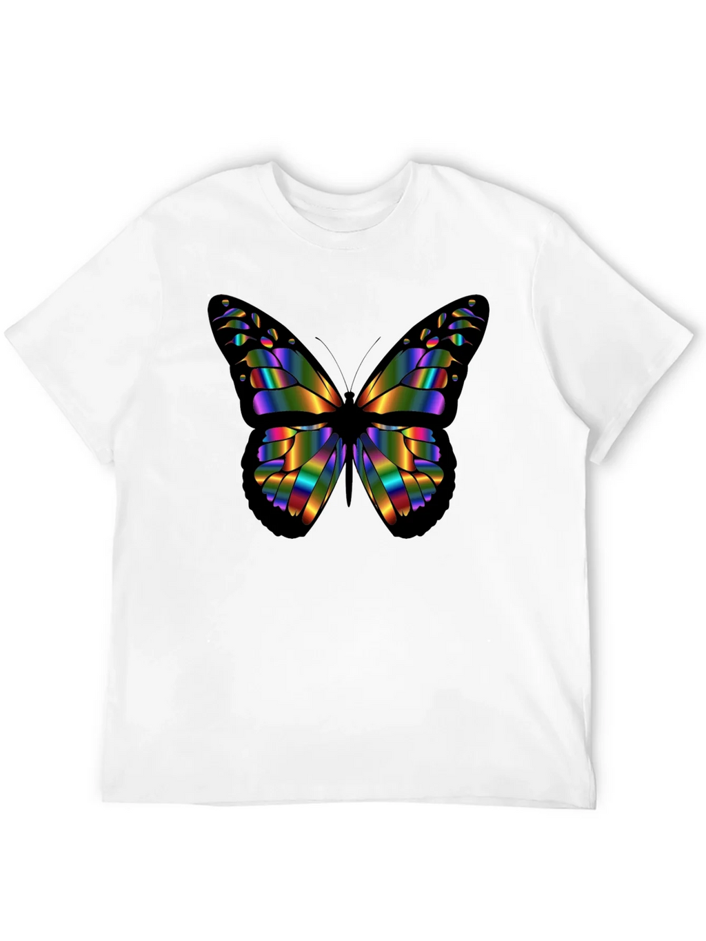 Rainbow Butterfly Graphic Black T-Shirt