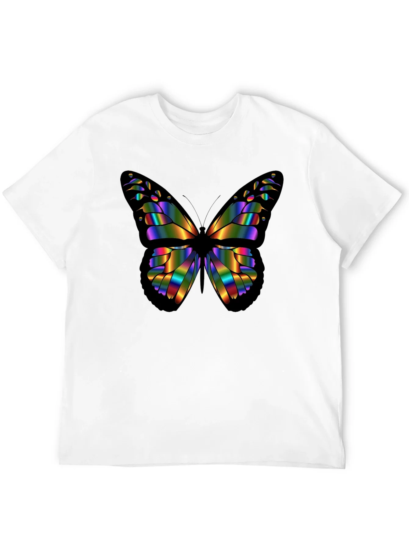 Rainbow Butterfly Graphic Black T-Shirt