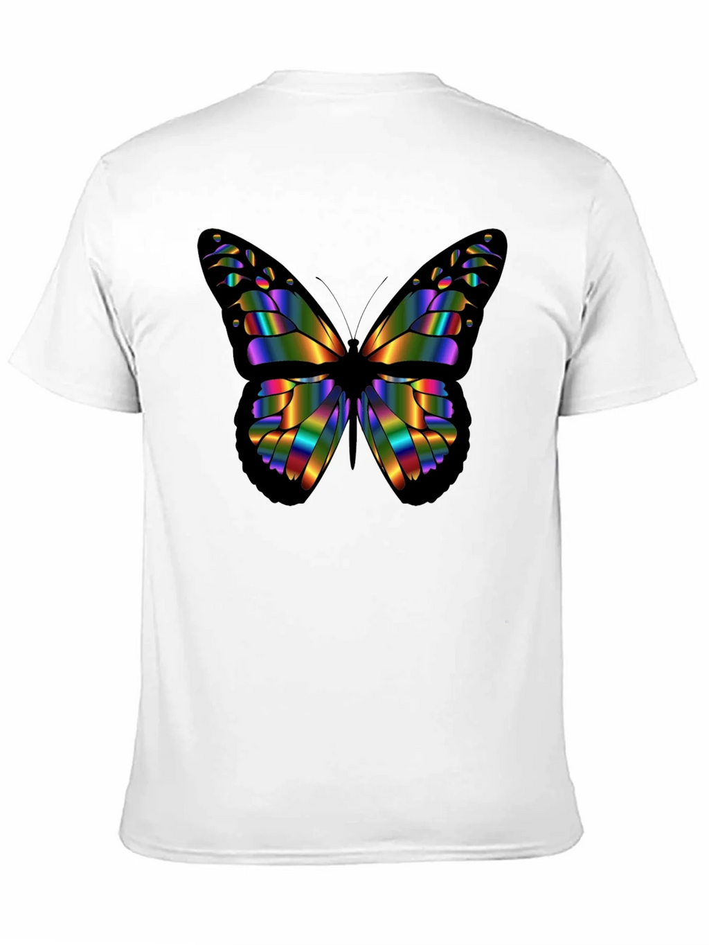 Rainbow Butterfly Graphic Black T-Shirt