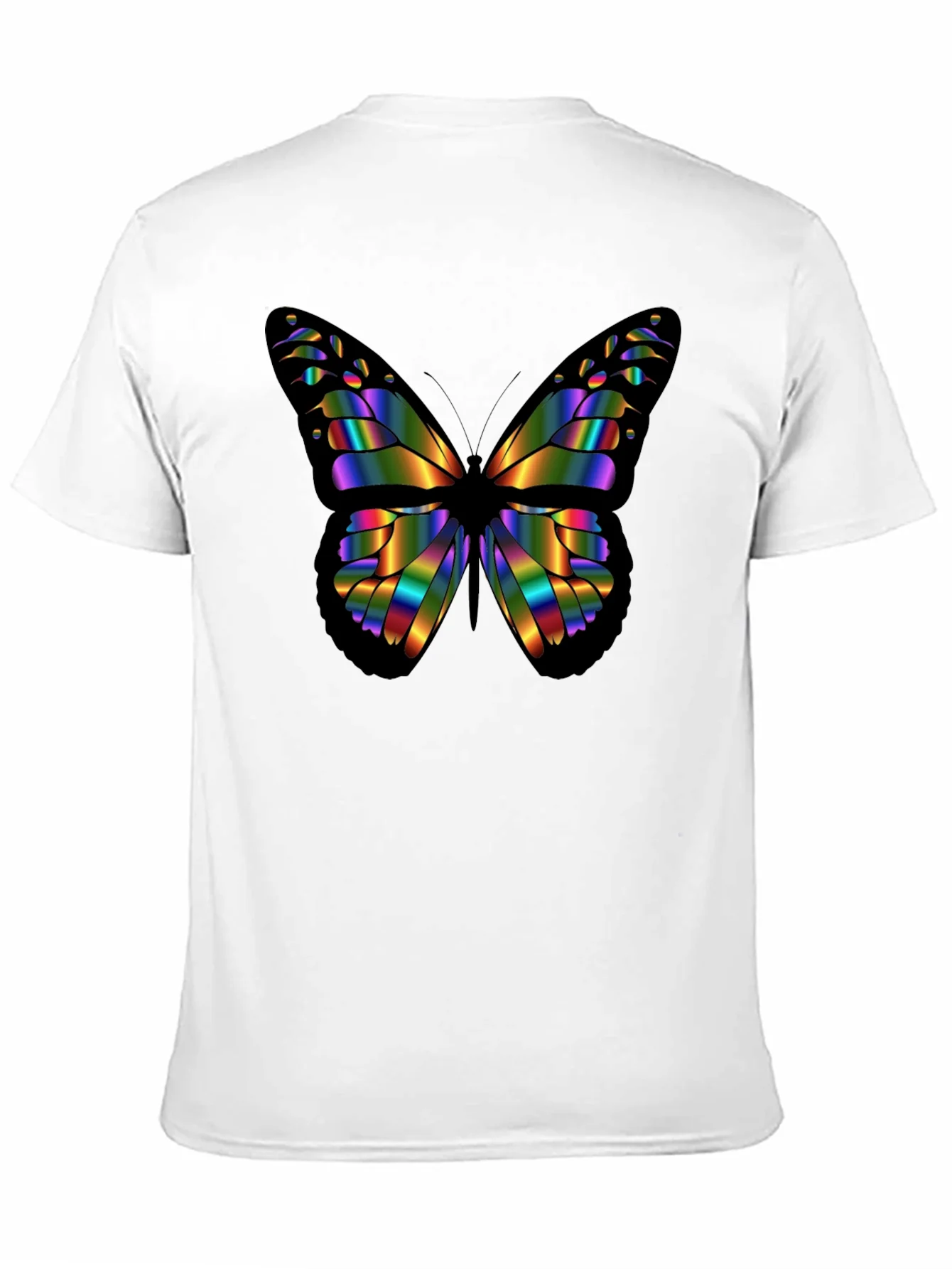 Rainbow Butterfly Graphic Black T-Shirt