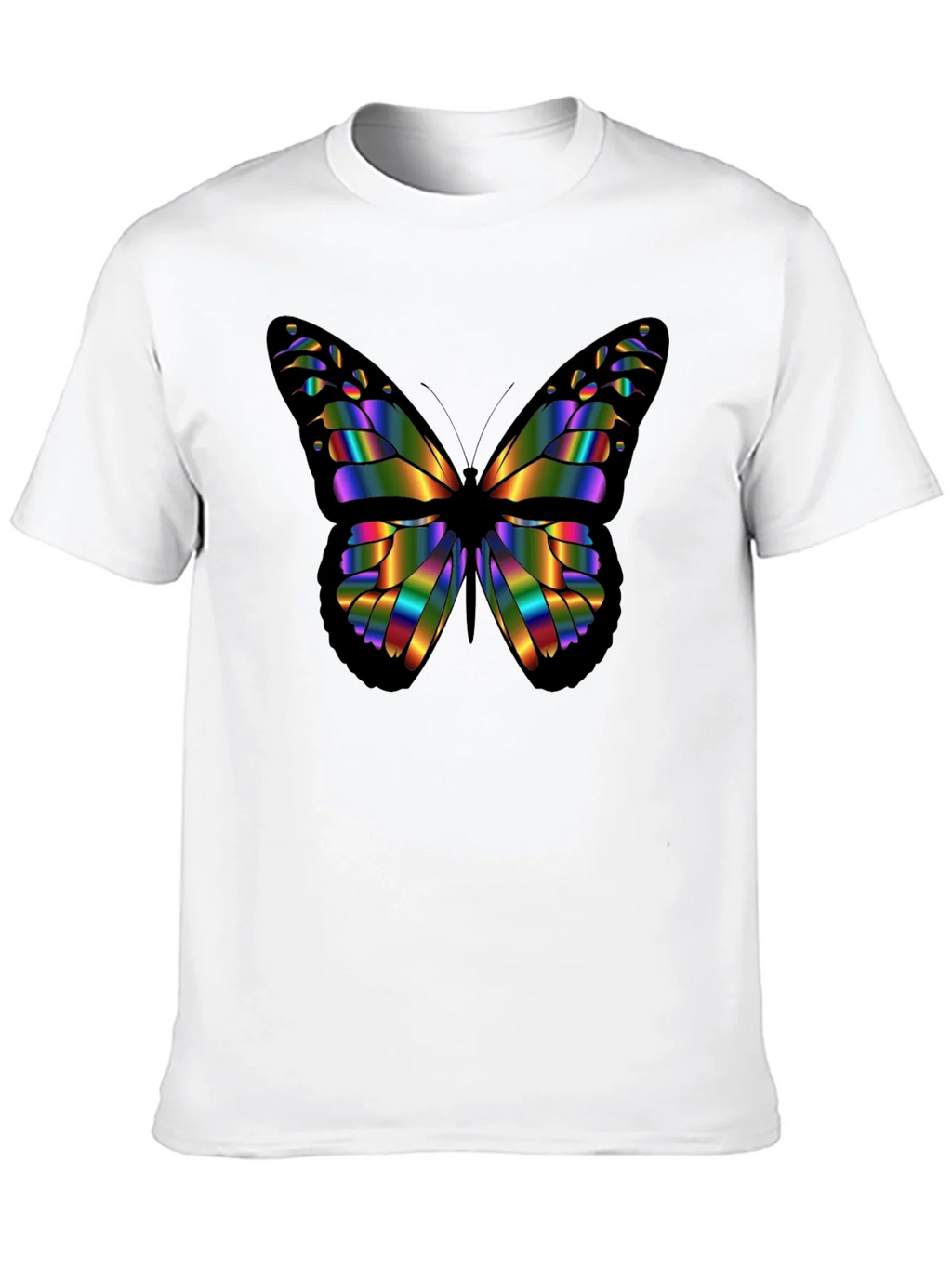 Rainbow Butterfly Graphic Black T-Shirt