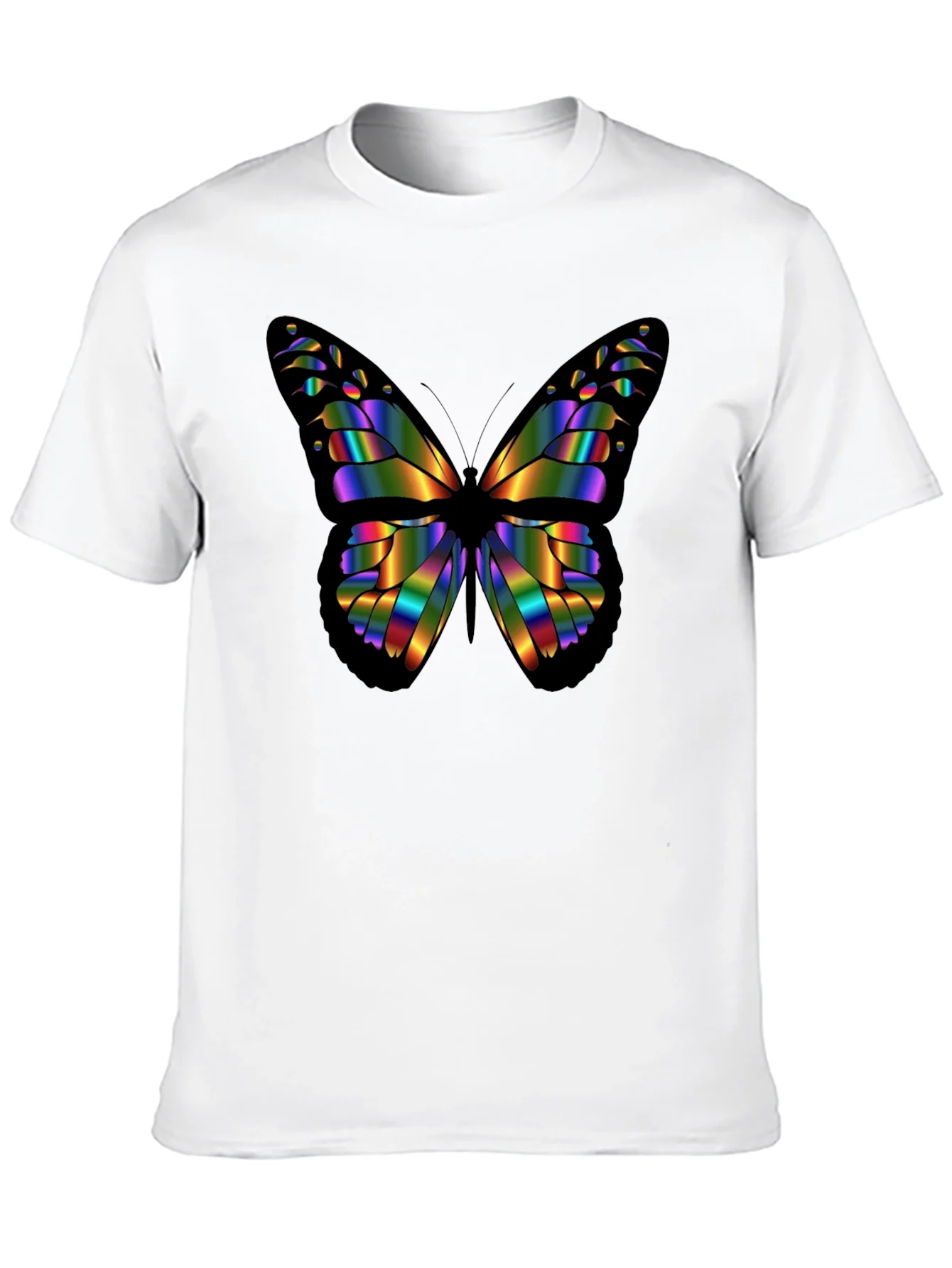 Rainbow Butterfly Graphic Black T-Shirt