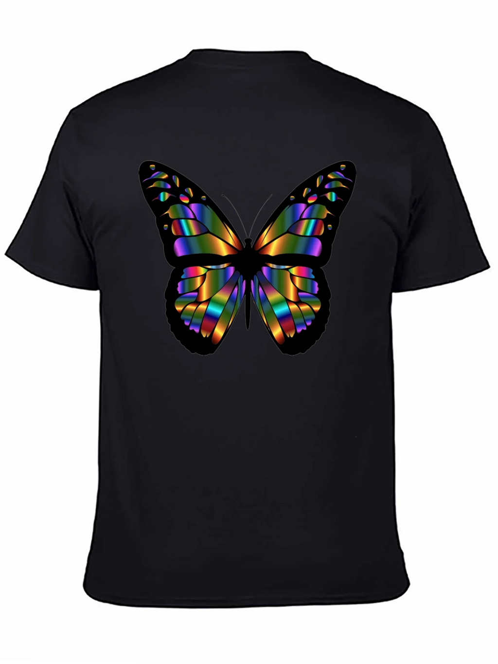 Rainbow Butterfly Graphic Black T-Shirt