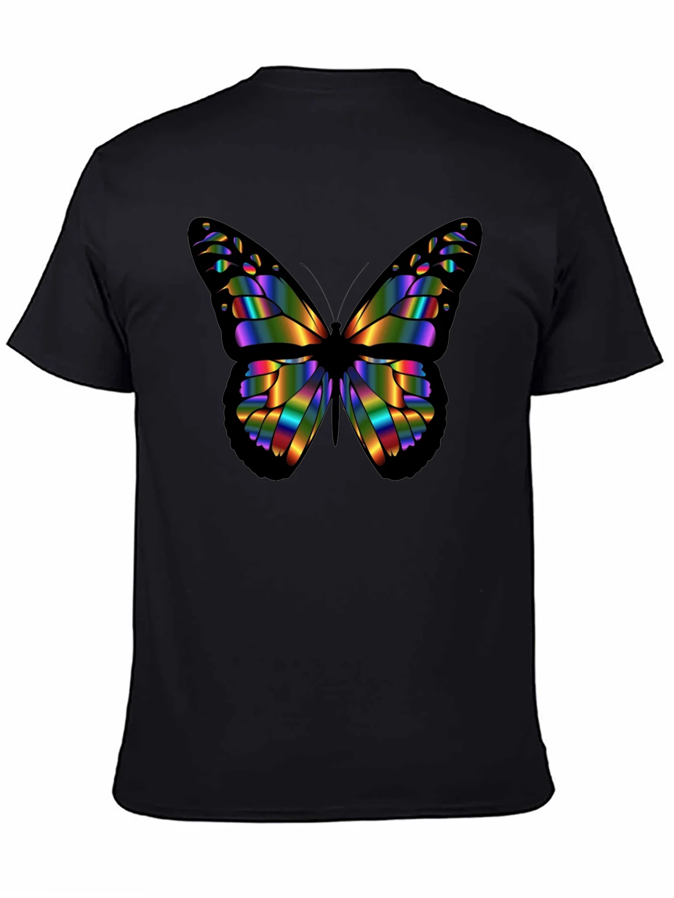 Rainbow Butterfly Graphic Black T-Shirt